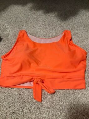Women's Neon Orange Tie-Front swim Top